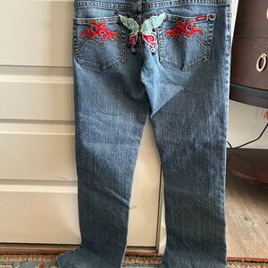 Vintage Moto UK Low-Rise Jeans w/ Butterfly Detail - Size 27